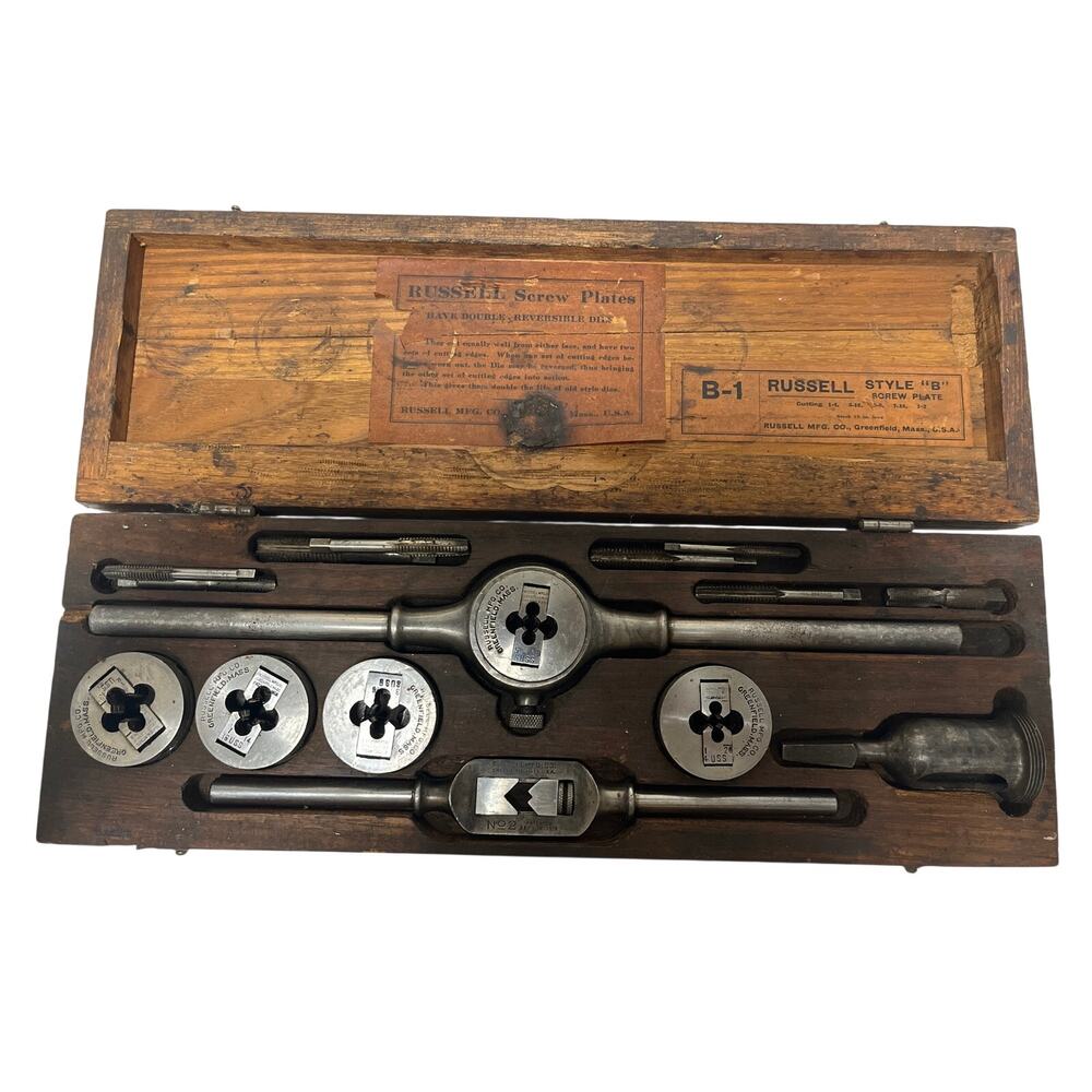 Russell Screw Plate Tap Die Set 5125 Style B No B-1 US Std vintage Greenfield